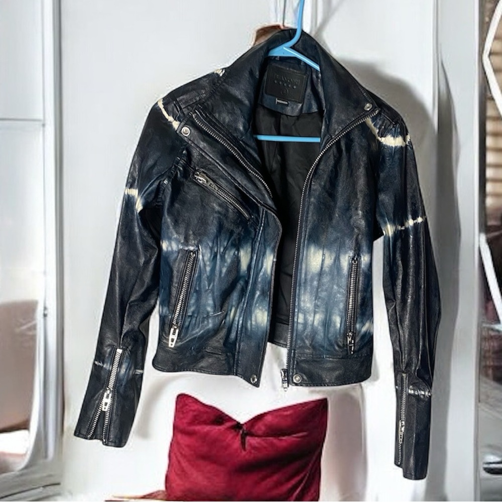 BLANKNYC Tie-Dye Moto Jacket Small S Faux Leather Zipper Accents Biker NYC